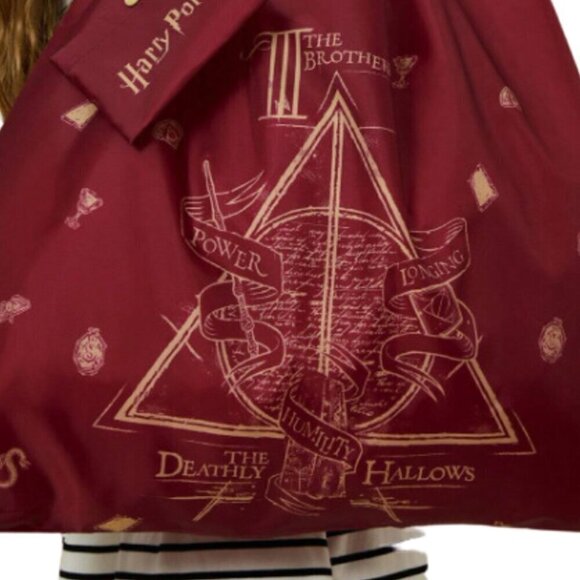 Harry Potter Deathly Hallows Shopping Tote Bag Reusable Red - Picture 5 of 6